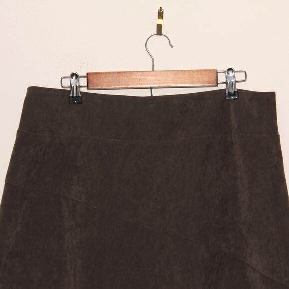 Tribal Brown Faux Suede Asymmetric Skirt Size 10 - Picture 3 of 8